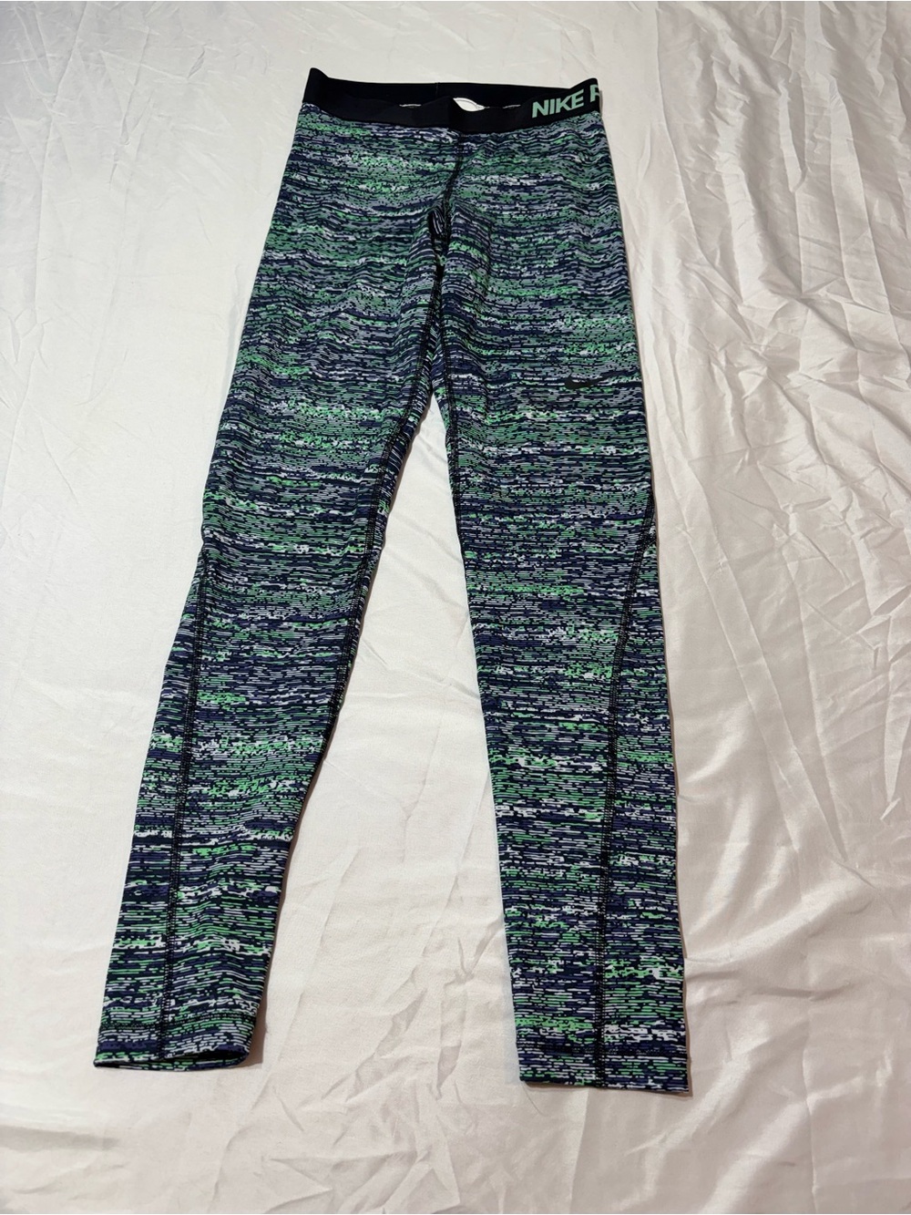 Nike Pro Dri-FIT Blue & Green Neon Smoke Training Tights Size S